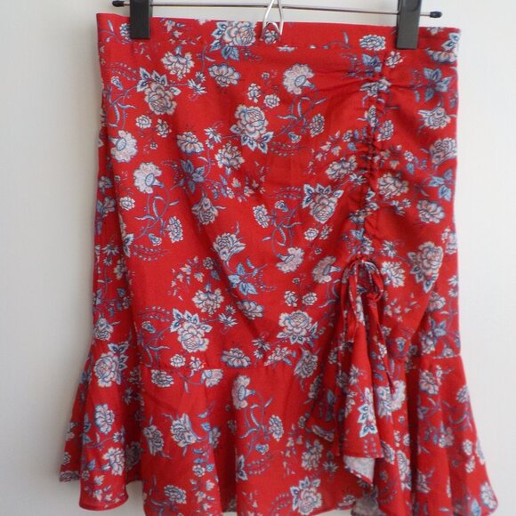Max Studio Skirt - Medium - NWT - Red Print - Ruffle - Midi - Picture 1 of 7